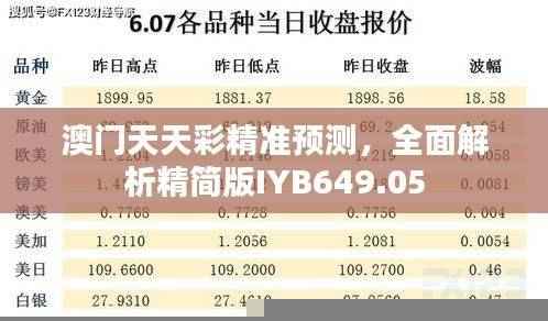 澳门天天彩精准预测,全面解析精简版IYB649.05