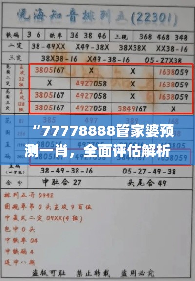 “77778888管家婆预测一肖,全面评估解析_校园版FPH151.67”