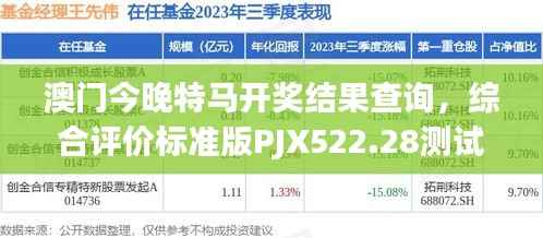 澳门今晚特马开奖结果查询，综合评价标准版PJX522.28测试版